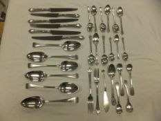 A collection of "Albany" pattern silver and plated cutlery, together with other various silver