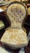 A 19th Century mahogany framed buttoned back salon chair,