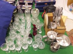 A collection of Whitefrairs Garland and other cut glassware to include brandy balloons, decanters,
