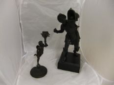 AFTER GIAMBOLOGNA "The Fowler" or bird catcher, bronze, on a plinth base, together with a bronze