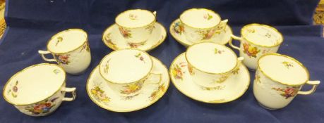 A collection of Spode cups and saucers painted with floral sprays CONDITION REPORTS All items have