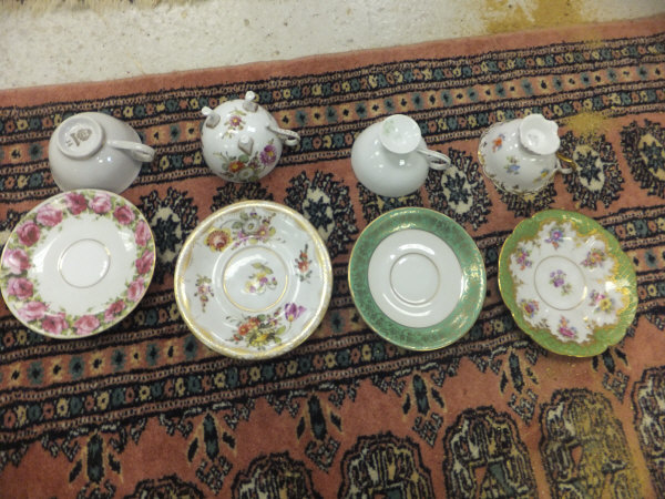 A collection of five Dresden cabinet cups and saucers, a Meissen gilt decorated cup and saucer, a - Image 5 of 9