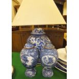 A modern Continental pottery baluster shaped table lamp,