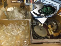 Three boxes of assorted sundry china wares to include an Aynsley "Durham" part dinner service,