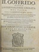 One Volume "Il Goffredo Overo la Gierusalemme Liberata", with comment by Del Bene in Italian,