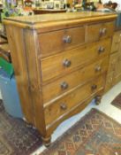 A waxed pine chest of two short over three long drawers,