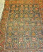 A Caucasian prayer rug in aubergine, beige, madder and cream, a small Caucasian rug,