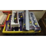 A crate containing various rolling stock including Electrotren Dapol Model Railway, Airfix,