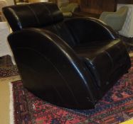 A pair of modern brown leather upholstered rocking armchairs in the Art Deco taste CONDITION REPORTS