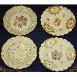 A collection of four Meissen relief decorated plates / shallow dishes with gilt decoration (4)