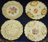 A collection of four Meissen relief decorated plates / shallow dishes with gilt decoration (4)