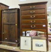 An early 20th Century mahogany five drawer music cabinet, a 19th Century mahogany pot cupboard,