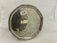 A George V silver card tray with applied gadrooned edge (Sheffield,