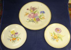 A Meissen porcelain charger painted with flowers,