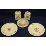 Two 20th Century Meissen porcelain tea caddies, each decorated with a pink rose, together with a