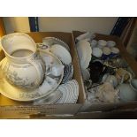 Two boxes of assorted china to include a Susie Cooper "Glen Mist" part tea set,