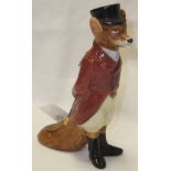 A Royal Doulton porcelain figure of a fox dressed as a huntsman wearing hunting pinks and black top