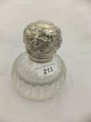 A cut glass and white metal mounted Betjemann's partner's inkwell, No'd.