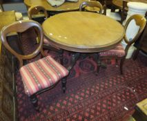 A Victorian mahogany circular breakfast table on tripod base,