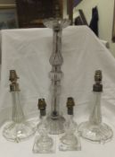 Two pairs of glass table lamps, together with a further glass table lamp CONDITION REPORTS Wires