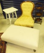 A Victorian salon chair with spoon buttoned back,