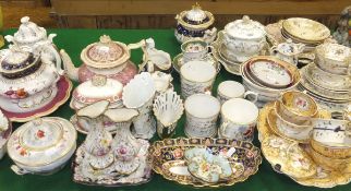 A large collection of mainly 19th Century decorative china wares to include a Copelands oval dish