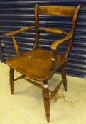A 19th Century beech and elm Oxford bar back elbow chair