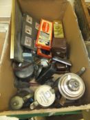 A box containing assorted silver and plated wares,
