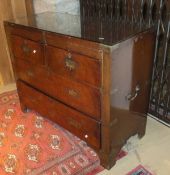 A brass bound mahogany military style chest of two short and two long drawers,