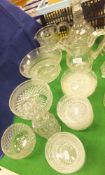 A collection of 19th Century and later glassware to include a cut glass decanter with mushroom