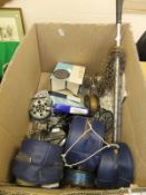 A collection of fishing tackle, to include three Hardy reel pouches, a Hardy Marquis spare spool,