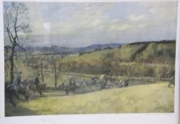 AFTER LIONEL EDWARDS "The North Warwickshire", a study of huntsmen and hounds in a landscape,