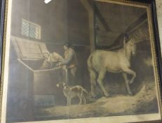 AFTER GEORGE MORLAND "The Corn Bin" and "The Horse Feeder", mezzotint engravings by J R Smith ,