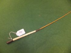 An ivory handled silver mounted ladies riding crop with plaited string shaft (London,