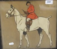 AFTER CECIL ALDIN "Huntsman on white mare",