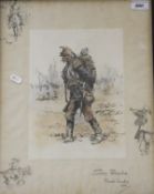 AFTER SNAFFLES (CHARLES JOHNSON-PAYNE) "Sans Panache French Cavalry 1914", chromolithograph,