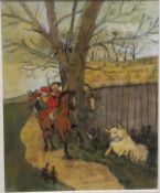 FRENCH SCHOOL "Humorous hunting scenes", a set of six mixed media,