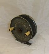 A JW Young "Blue Phantom" 4" alloy centre pin reel with spindle brake