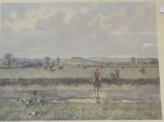 AFTER LIONEL EDWARDS "Cottesmore", hunt riding through field,