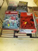 A box of various rugby related books