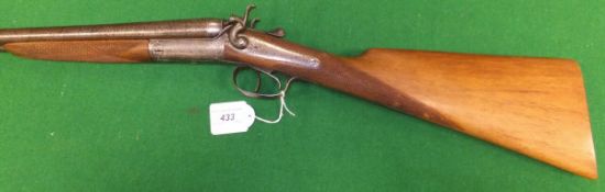 An F E Webb 16 bore shotgun, double barrel, side by side, hammer action, non ejector,