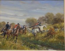 HEATHER ST CLAIRE DAVIS "Into the rough", a study of The Heythrop Hunt, oil on canvas,