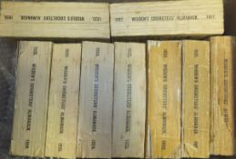 A collection of Wisden's Almanac, including the dates 1920, 1921, 1922, 1923, 1924, 1925, 1926,