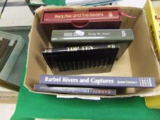 A box of various angling / fishing books including NIGEL SHARP "Living the Dream",