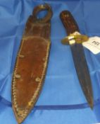 An antler handled hunting knife in brown leather case CONDITION REPORTS Length of