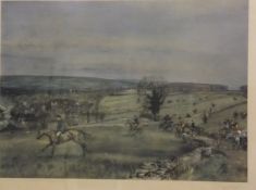 AFTER MICHAEL LYNE "The Heythrop Hunt in extensive landscape", colour print,