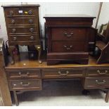 A modern mahogany dwarf two drawer bedside chest,