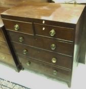 A 19th Century mahogany chest of two short over three long drawers with brass knob handles