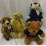 A large collection of various stuffed toys to include seven Steiff bears,