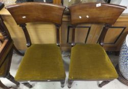A set of six 19th Century mahogany bar back dining chairs with turned and reeded front legs